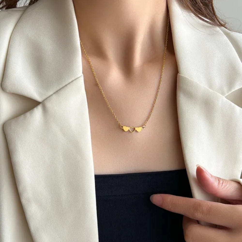 heart-shaped stainless steel titanium necklace, gold plated